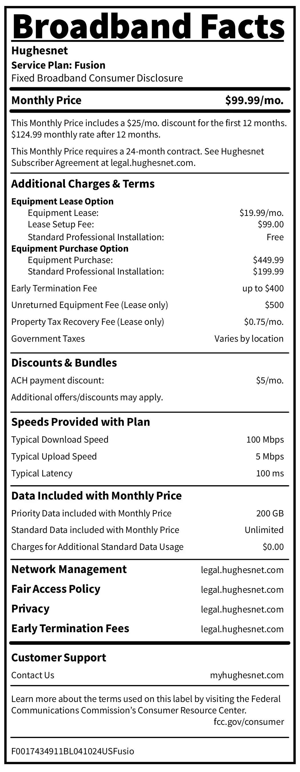 Hughesnet Broadband Fusion Facts