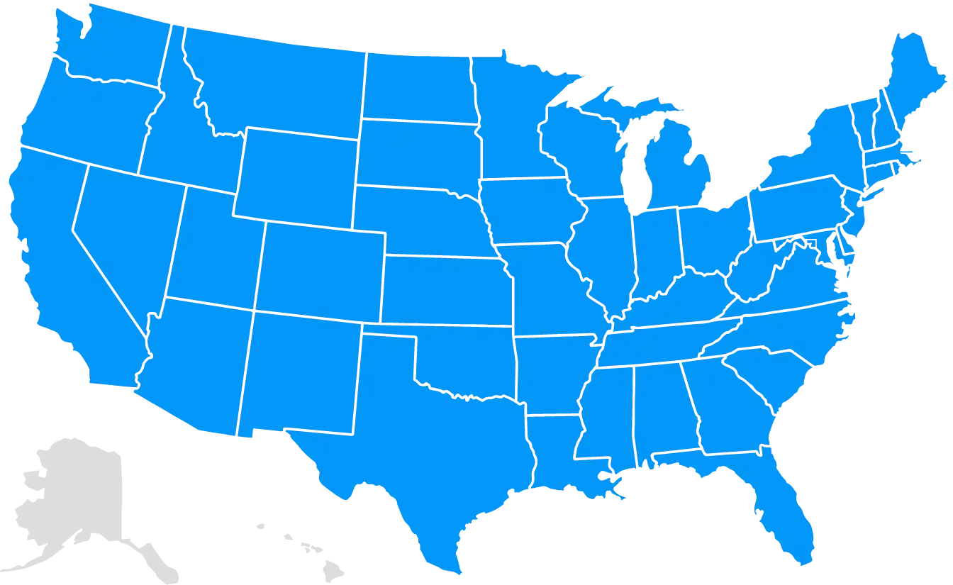 A map showing availability in the U.S.